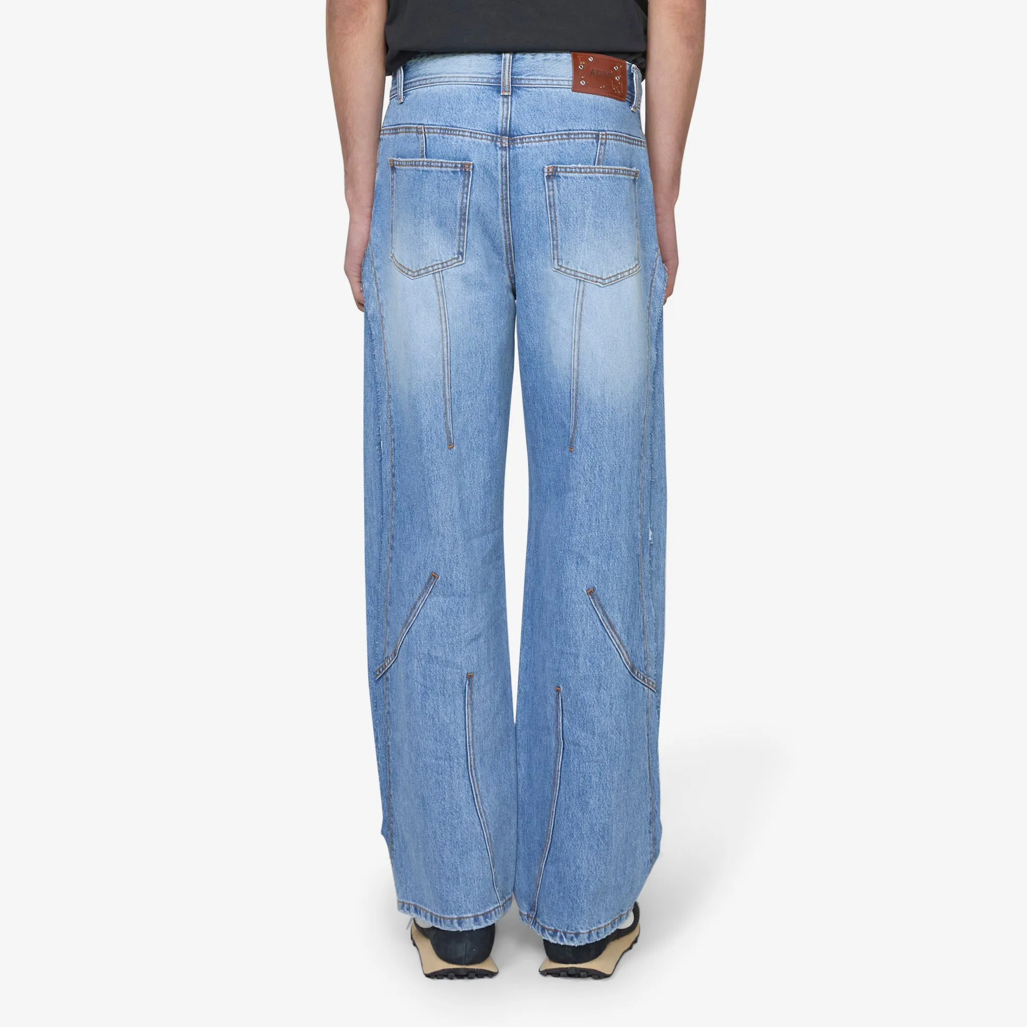 Panel Carpenter Wide Leg Jeans Washed Blue