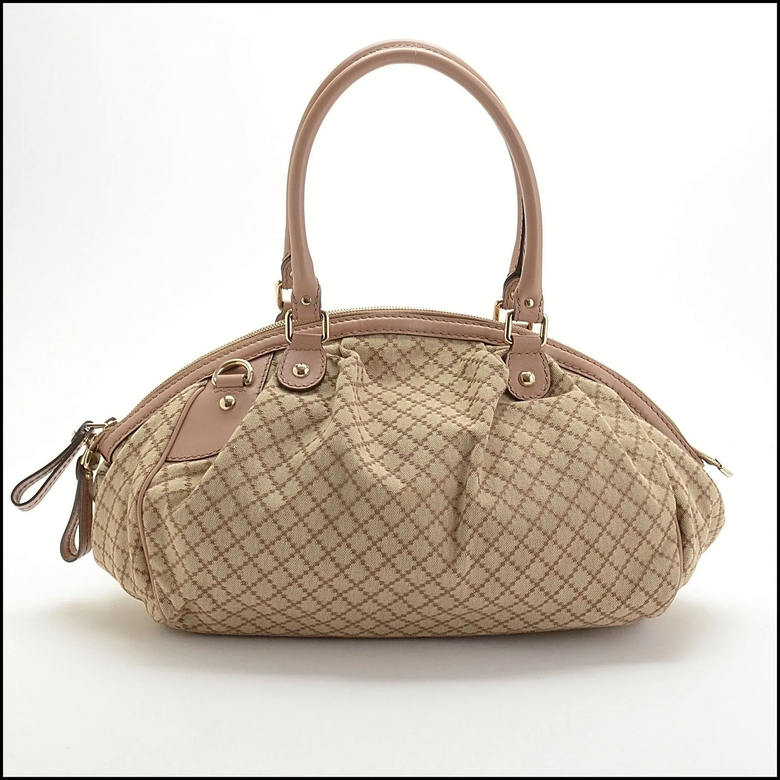 RDC14040 Authentic GUCCI GG Sukey Diamante Canvas Satchel Bag