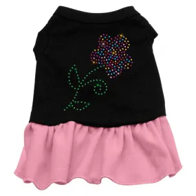 Rhinestone Multi Flower Dress Black with Pink Lg (14)