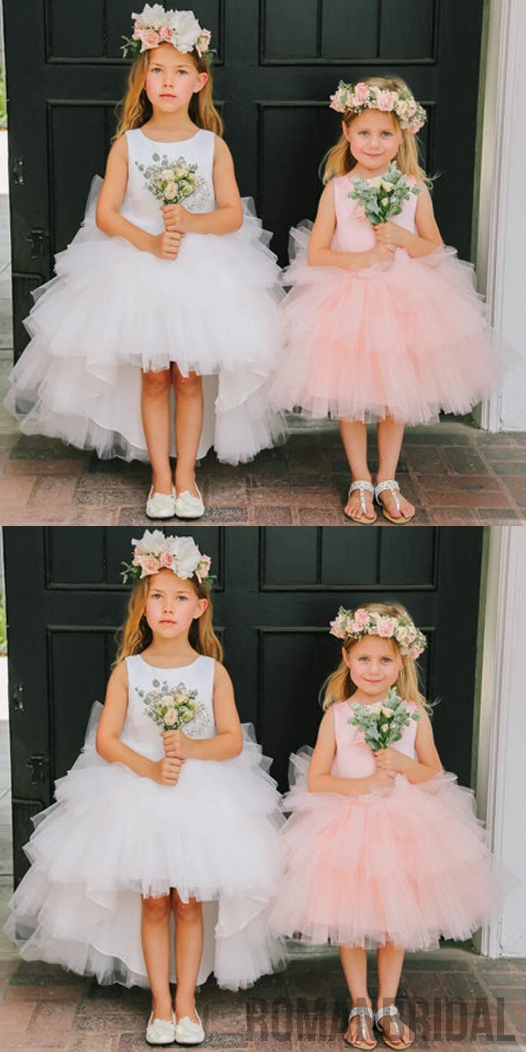 Round Neckline Hi-line Tulle Pixie Tutu Dresses, Cheap Flower Girl Dresses, FG015