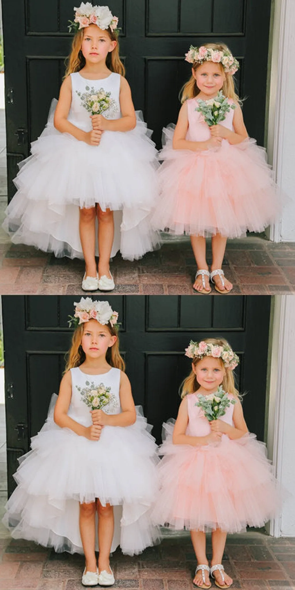 Round Neckline Hi-line Tulle Pixie Tutu Dresses, Cheap Flower Girl Dresses, FG015