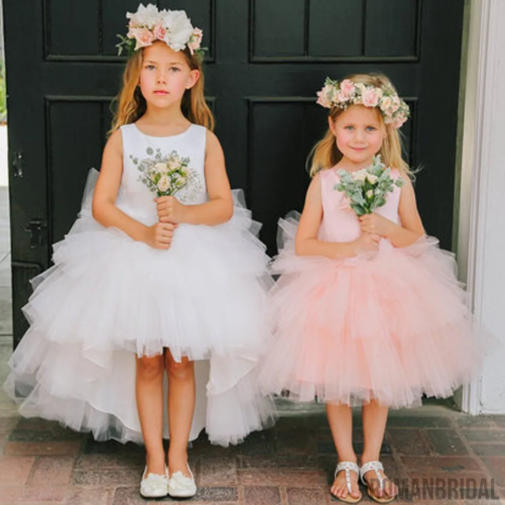 Round Neckline Hi-line Tulle Pixie Tutu Dresses, Cheap Flower Girl Dresses, FG015