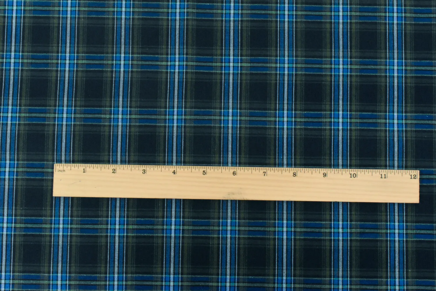 School Blue-Green-Multi Plaid Poly Cotton Madras Woven Fabric