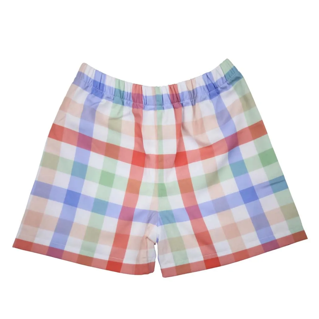 Schoolhouse Plaid Boys Shorts with Ric Rac