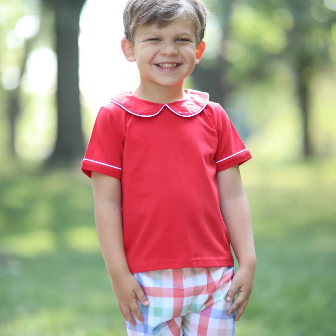 Schoolhouse Plaid Boys Shorts with Ric Rac