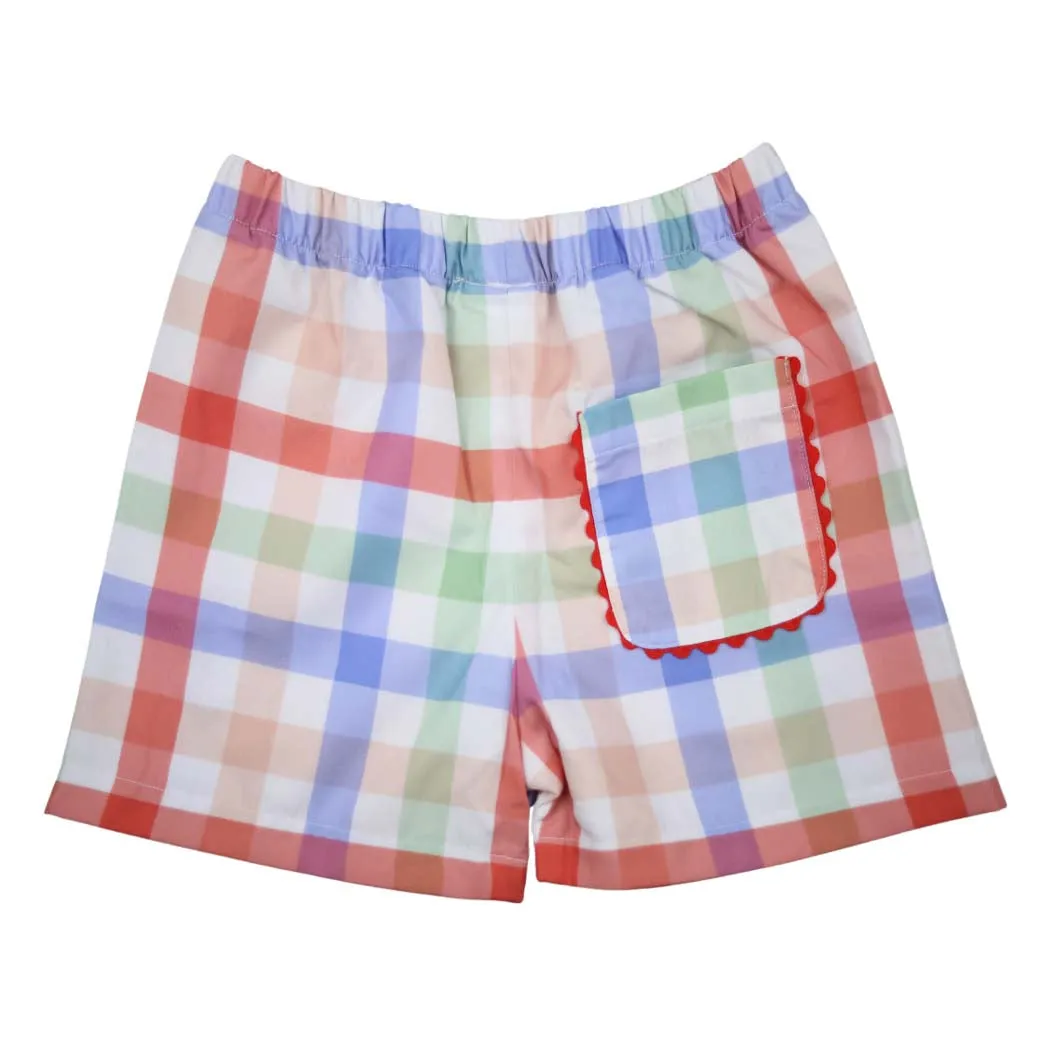 Schoolhouse Plaid Boys Shorts with Ric Rac