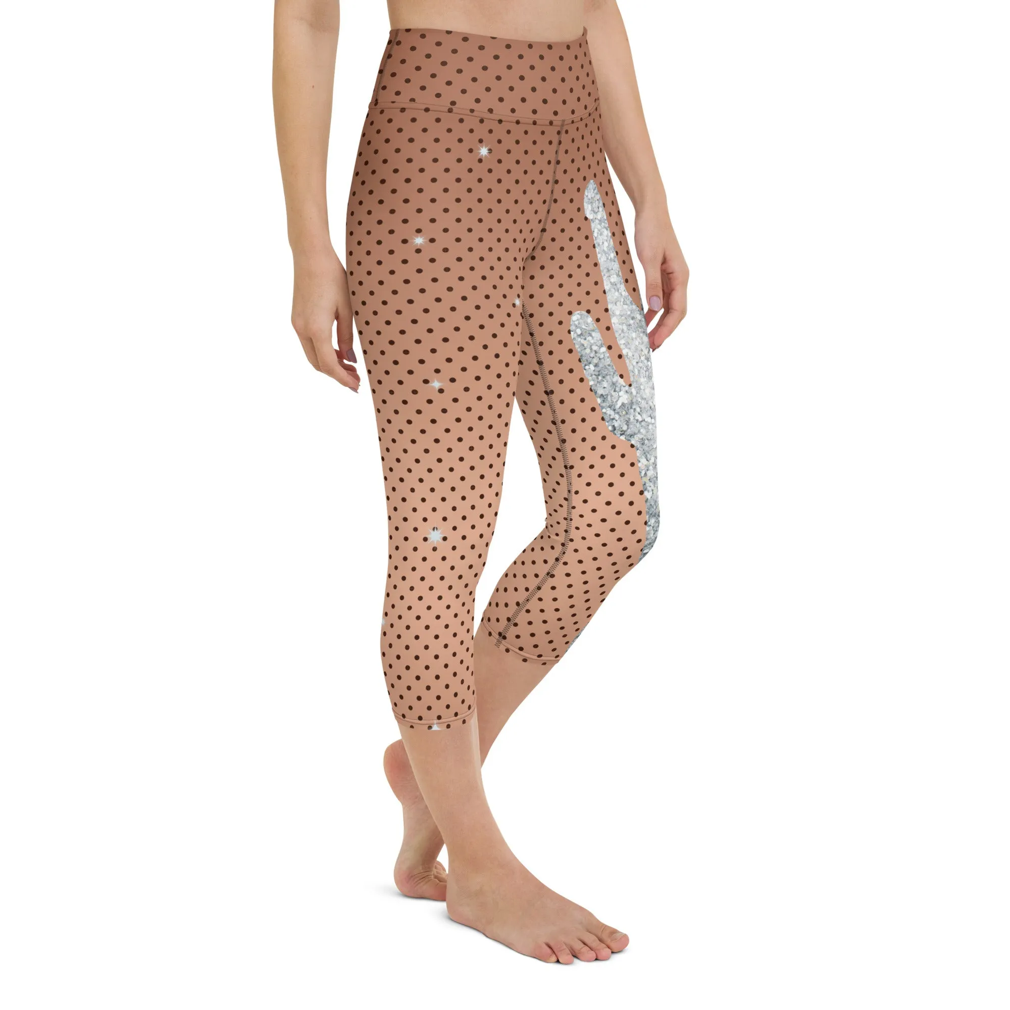 Sequin Print Mesh Yoga Capris