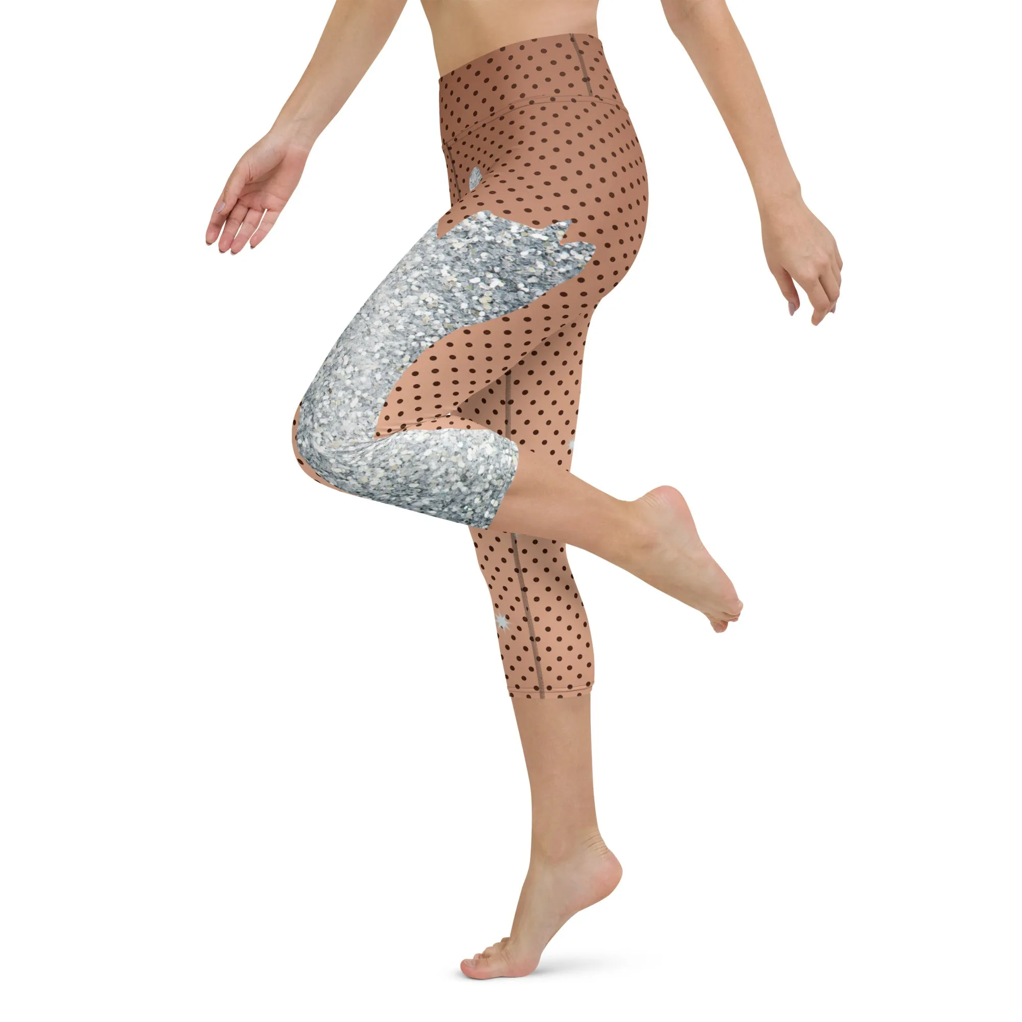 Sequin Print Mesh Yoga Capris