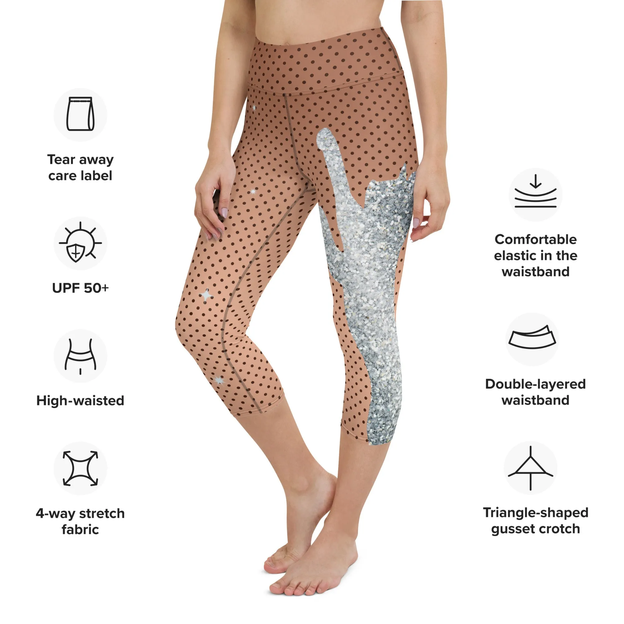 Sequin Print Mesh Yoga Capris