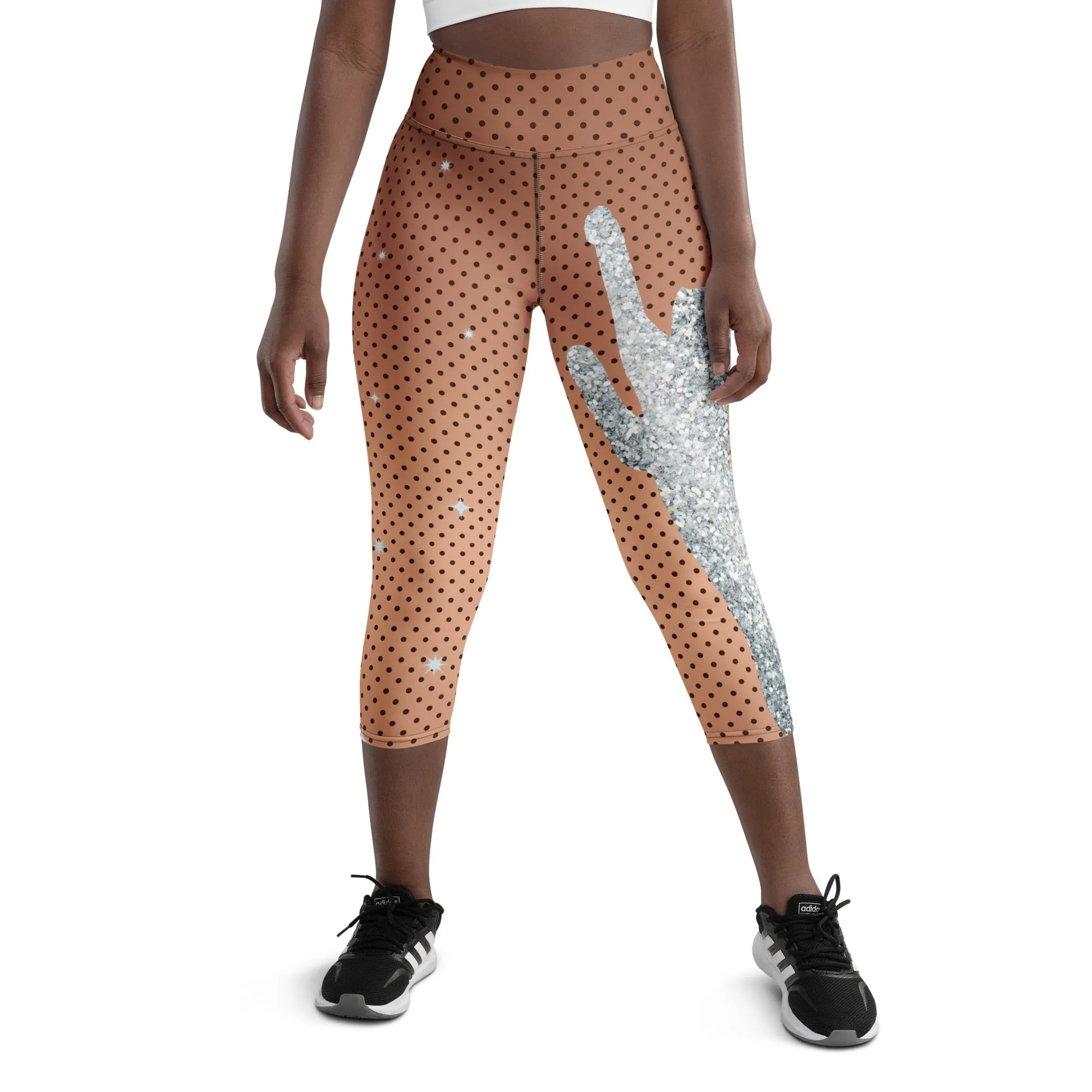 Sequin Print Mesh Yoga Capris