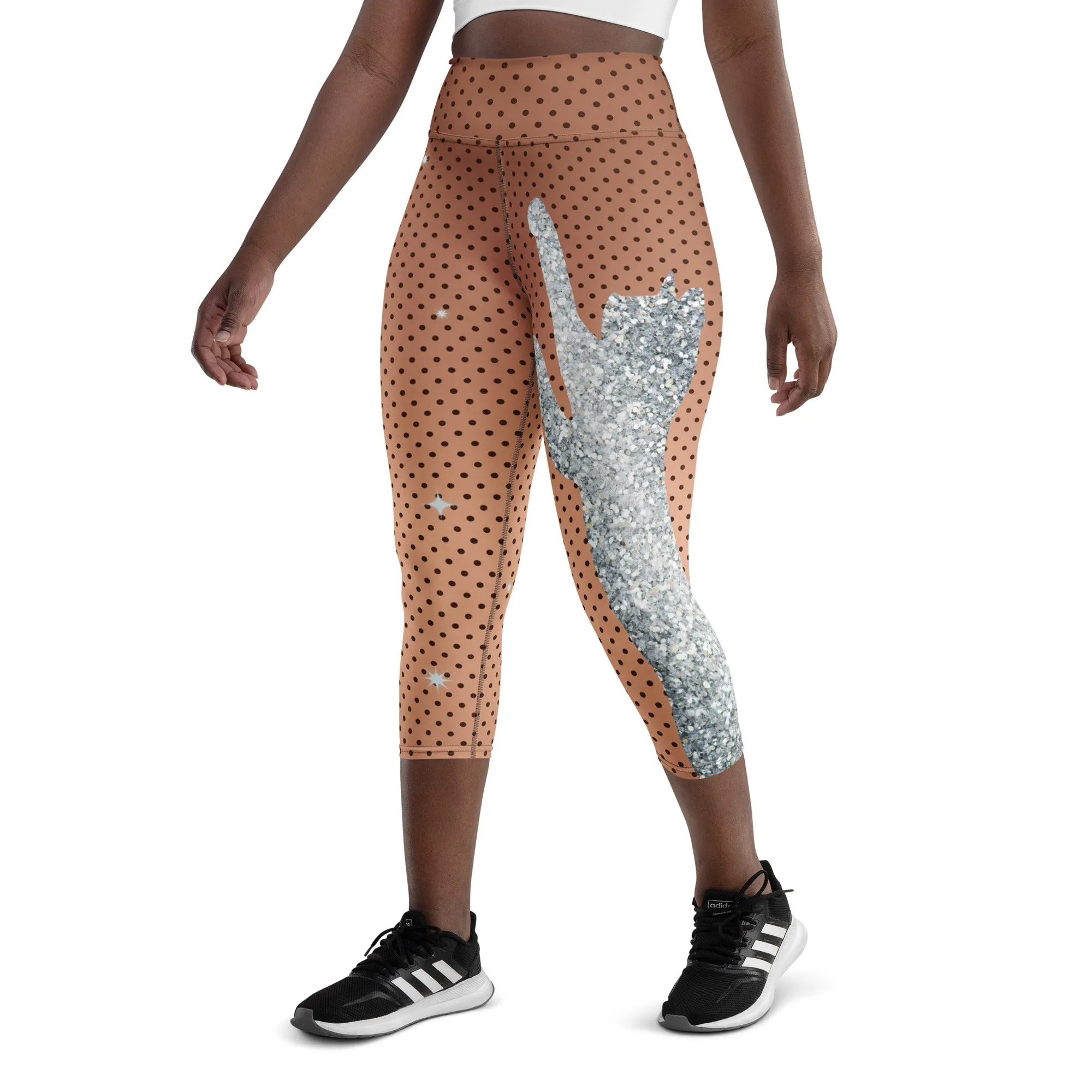 Sequin Print Mesh Yoga Capris