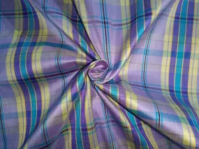 Silk Dupioni Shades of Purple, Green & Blue Plaids fabric 54" wide DUP#C40[3]