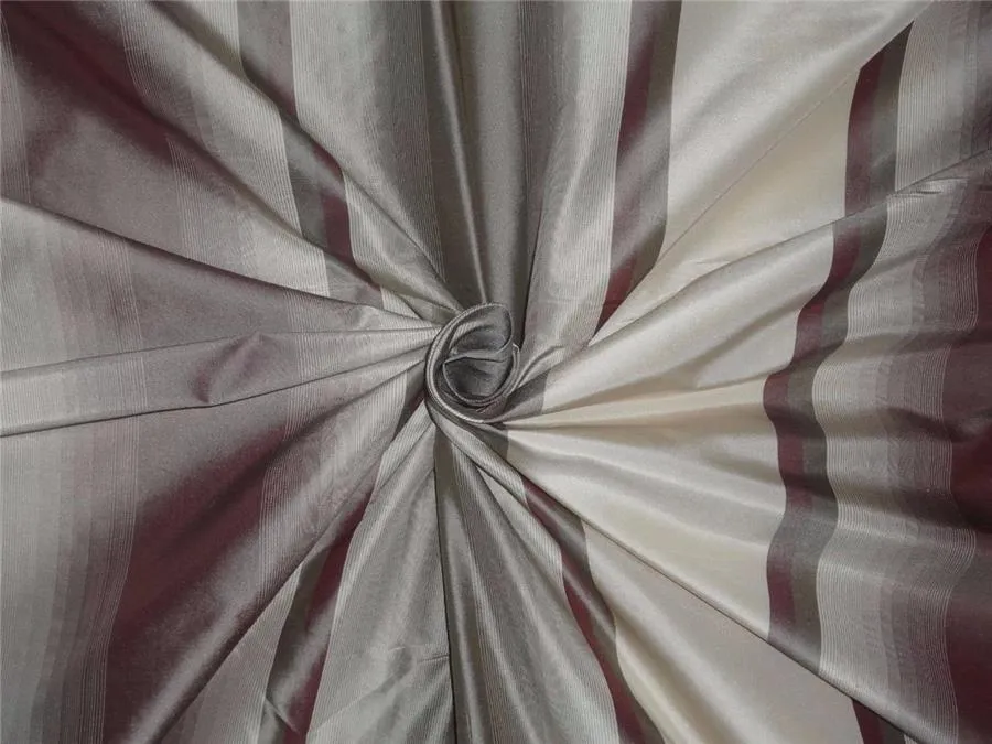 Silk taffeta~champagne &amp; brown stripes 54&quot; wide