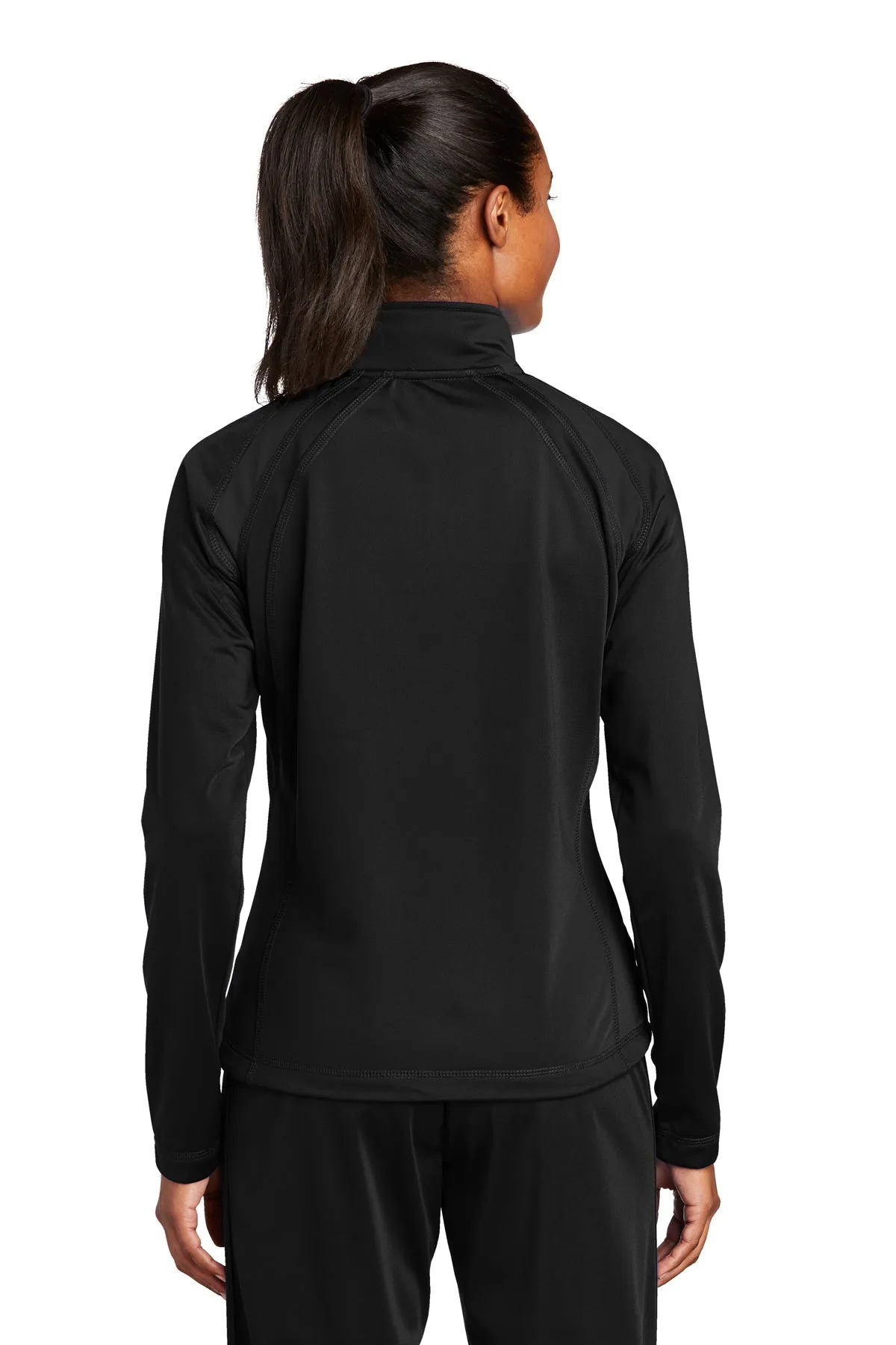 Sport-Tek Ladies Tricot Track Branded Jackets, Black/Black