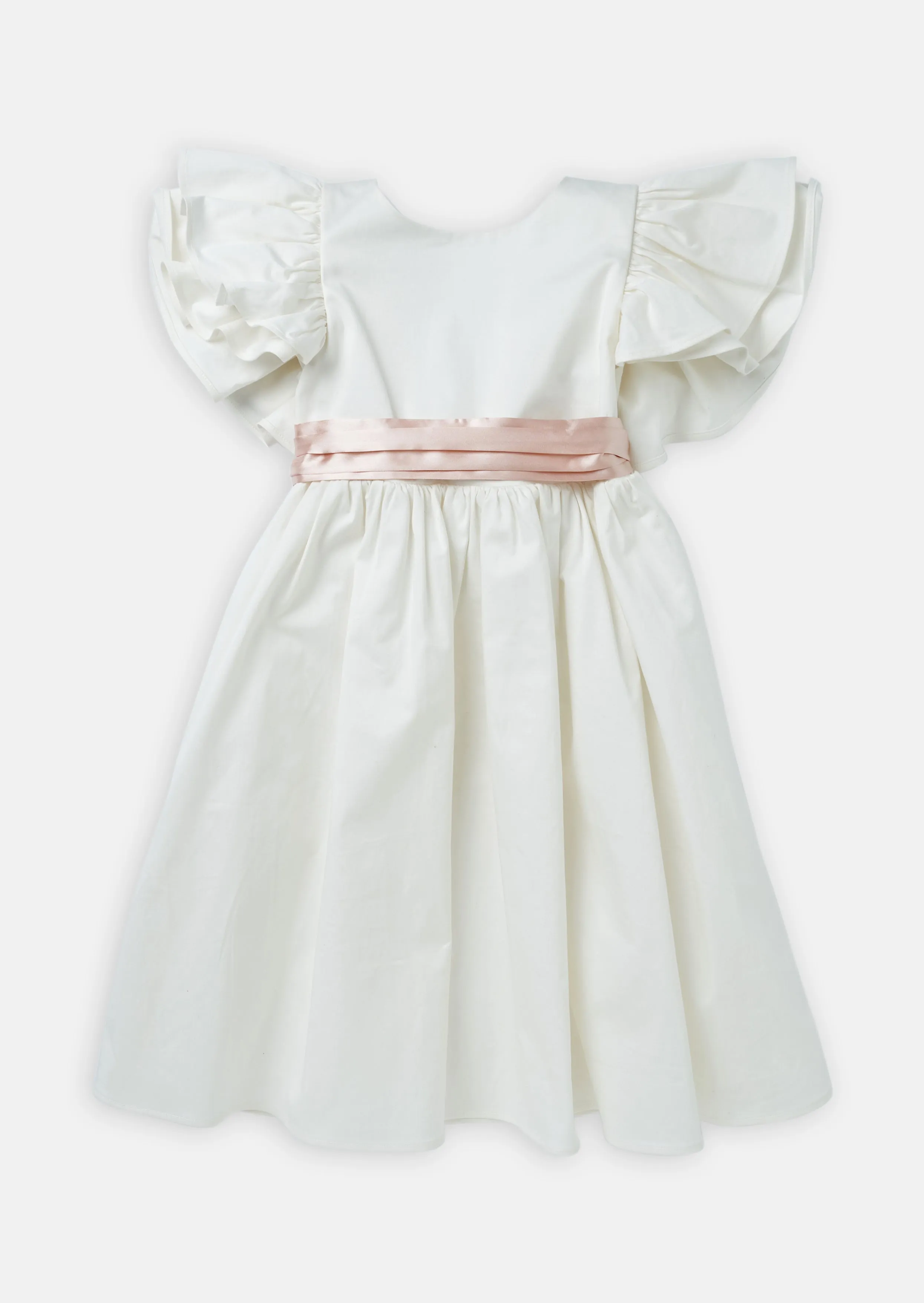 Sylvie Ruffle Dress with Soft Pink Sash