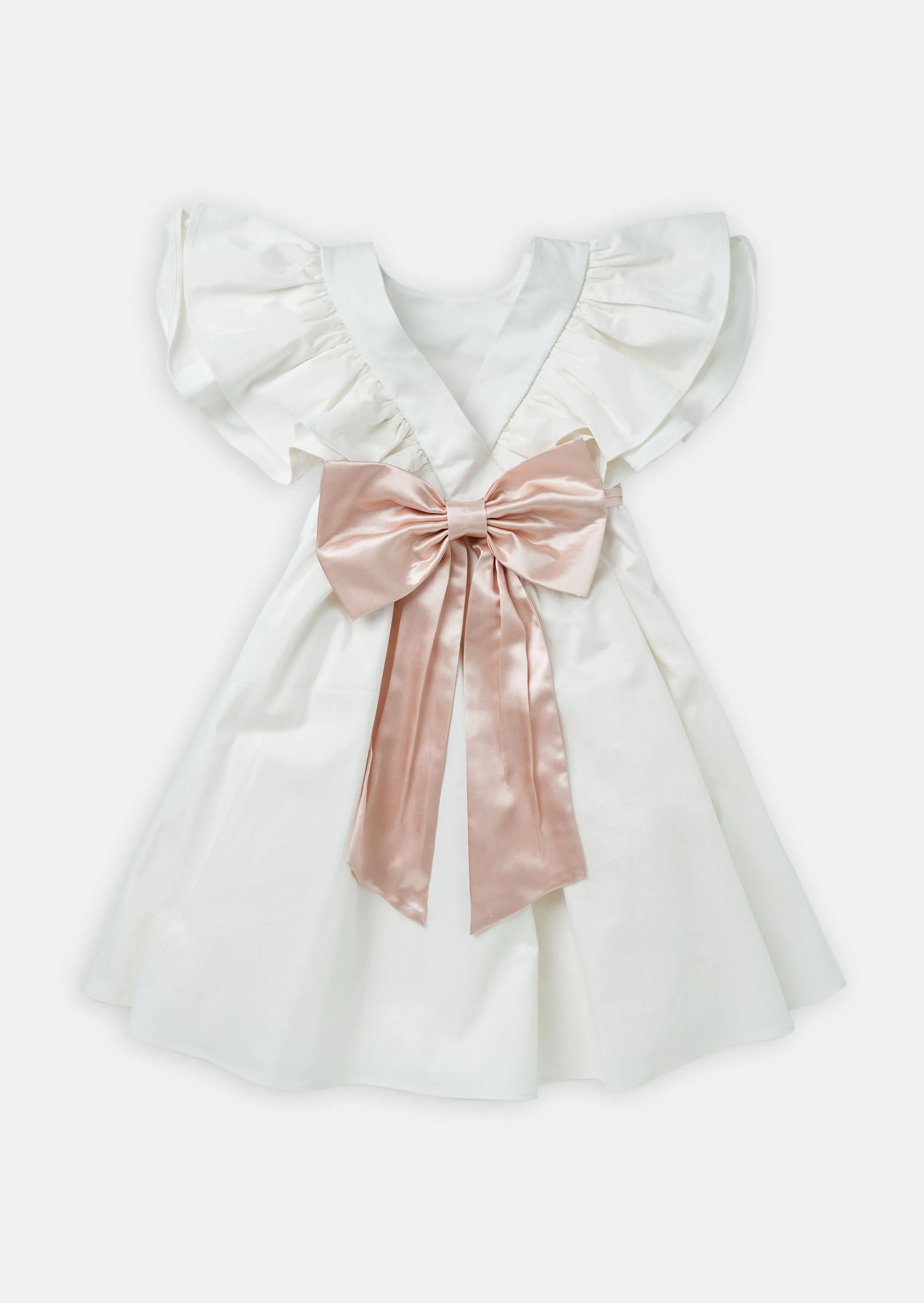 Sylvie Ruffle Dress with Soft Pink Sash