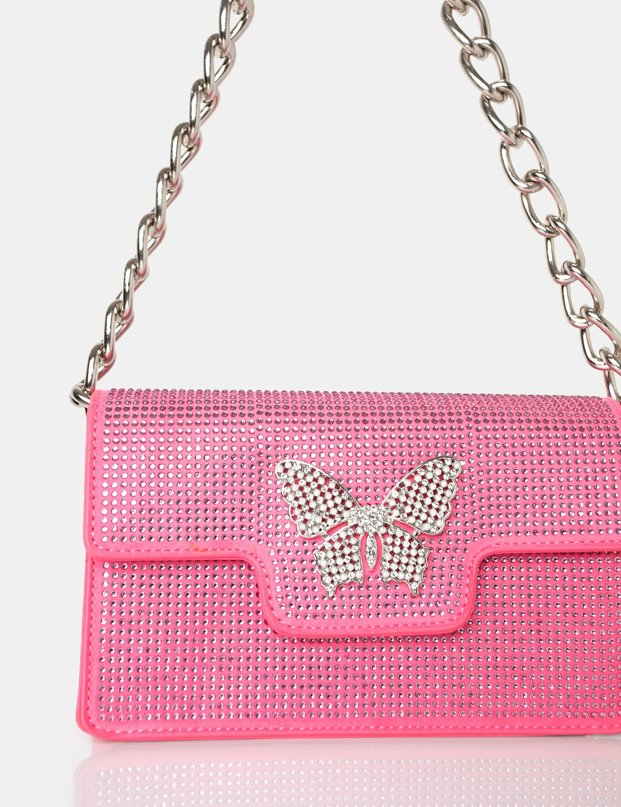 The Butterfly Pink Diamante Shoulder Bag