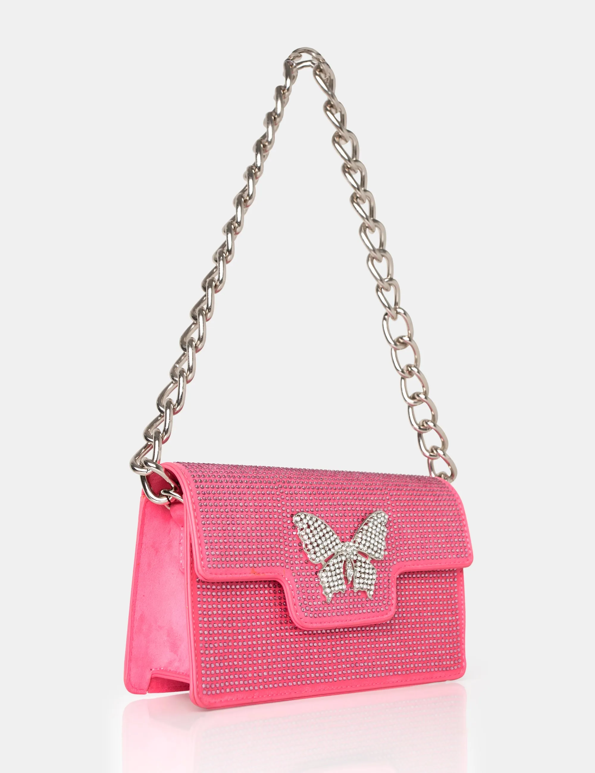 The Butterfly Pink Diamante Shoulder Bag