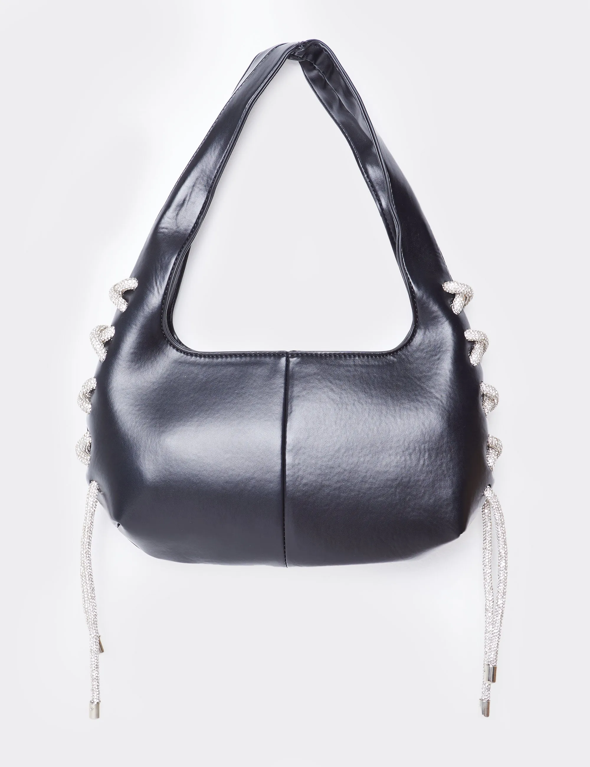 The Ember Black Diamante Rope Shoulder Bag