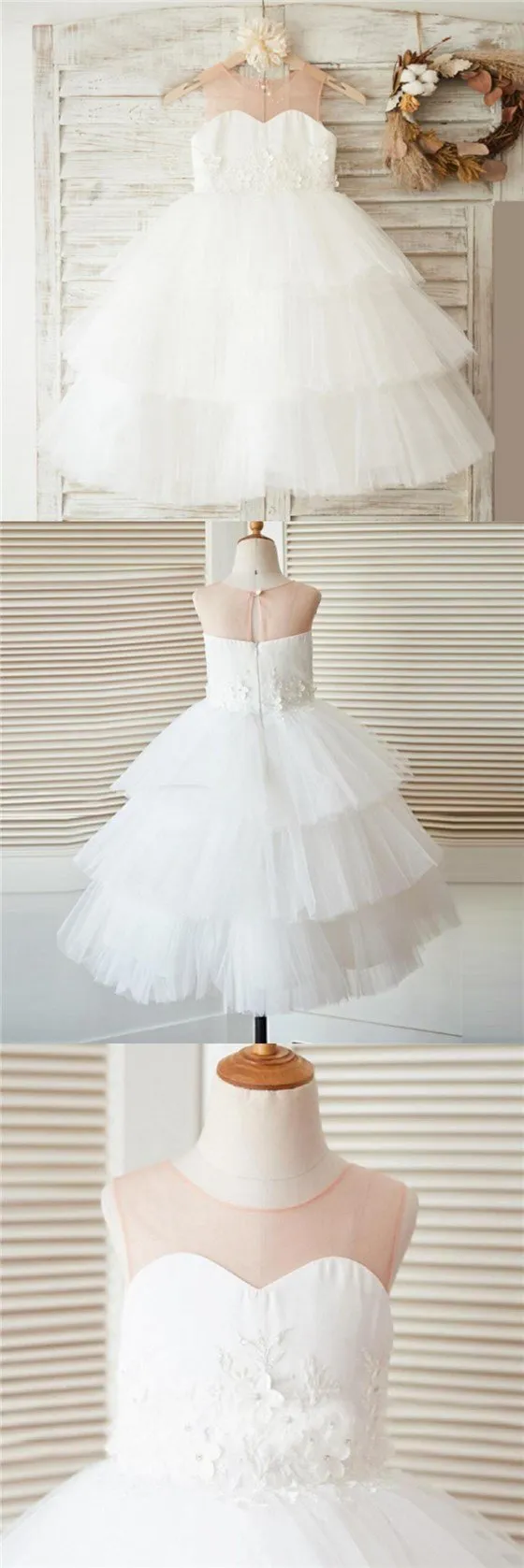 Unique New Design Baby Fashion Tulle Lovely Cutest Wedding Flower Girl Dresses, FG0095